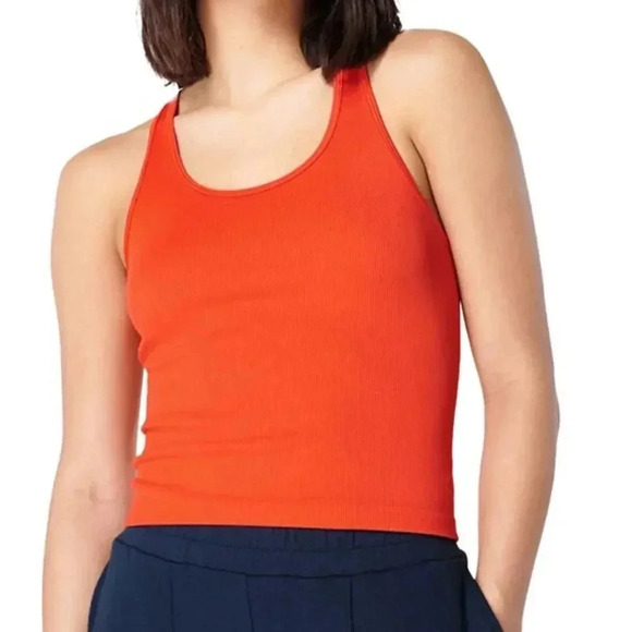 Sweaty Betty Spring Seamless Tank Top Size 12 Twist Back Detail Resort Red - Picture 2 of 6